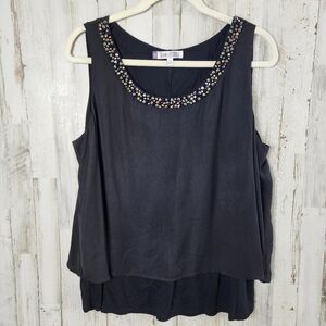 Jennifer Lopez Beaded Tank Top Black Size XL